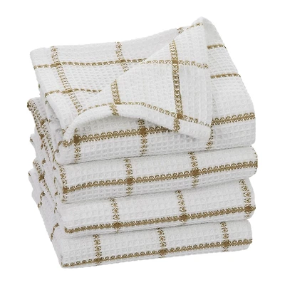 FabStyles Solo Waffle Dish Towels, Set of 4, Ring-Spun Cotton, Machine Washable, Long-Lasting Dish Cloths, Dish Towels