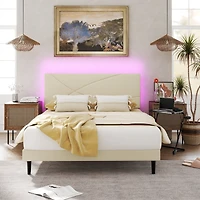 Ensemble de chambre moderne Homy Casa : Cadre de lit Queen avec tablette latérale rabattable