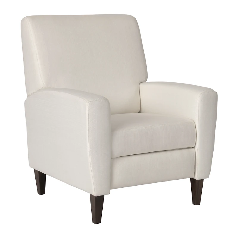 CorLiving Wells Off White Basketweave Fabric Upholstered Indoor Pushback Recliner with Wood Legs