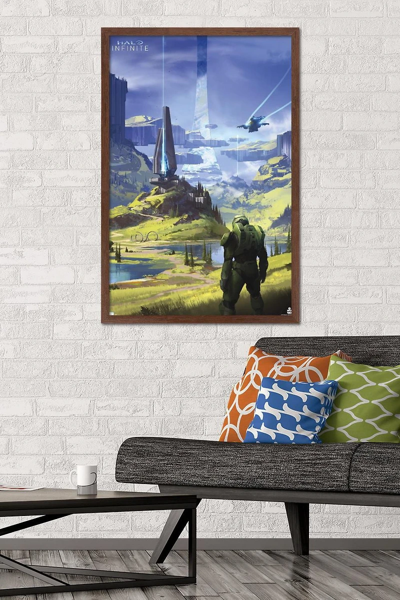 Halo Infinite - Master Chief Valley Wall Poster, 14.725" x 22.375" Framed