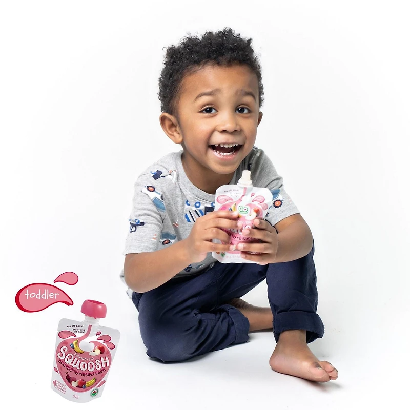 Pochettes-collations biologiques pour enfants Squoosh Beetberry – Tous âges – Paquet de 4