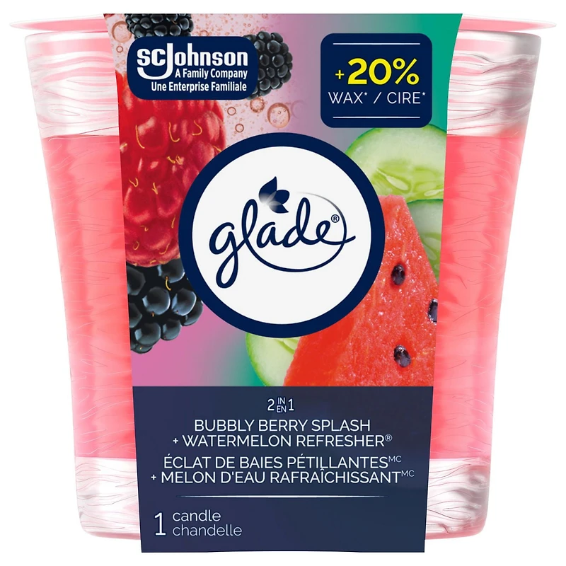 Glade® Scented Candle Air Freshener, Bubbly Berry Splash and Watermelon Refresher™