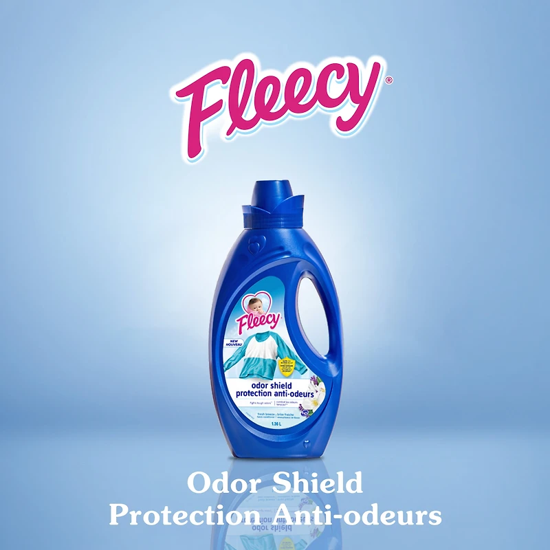 Fleecy Odor Shield Liquid Fabric Softener, Fresh Breeze Scent, 1.36 L