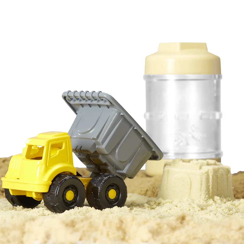 Wonder Factory Never Dry Sand Construction Trucks - Light Brown + Dump Truck - Never Dries Out and Gluten Free