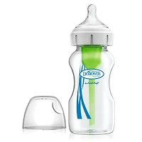 Dr. Brown's Natural Flow Anti-Colic Options+ Wide-Neck Baby Bottle, 4 x 9oz Bottles, Level 1 Nipple, 0m+