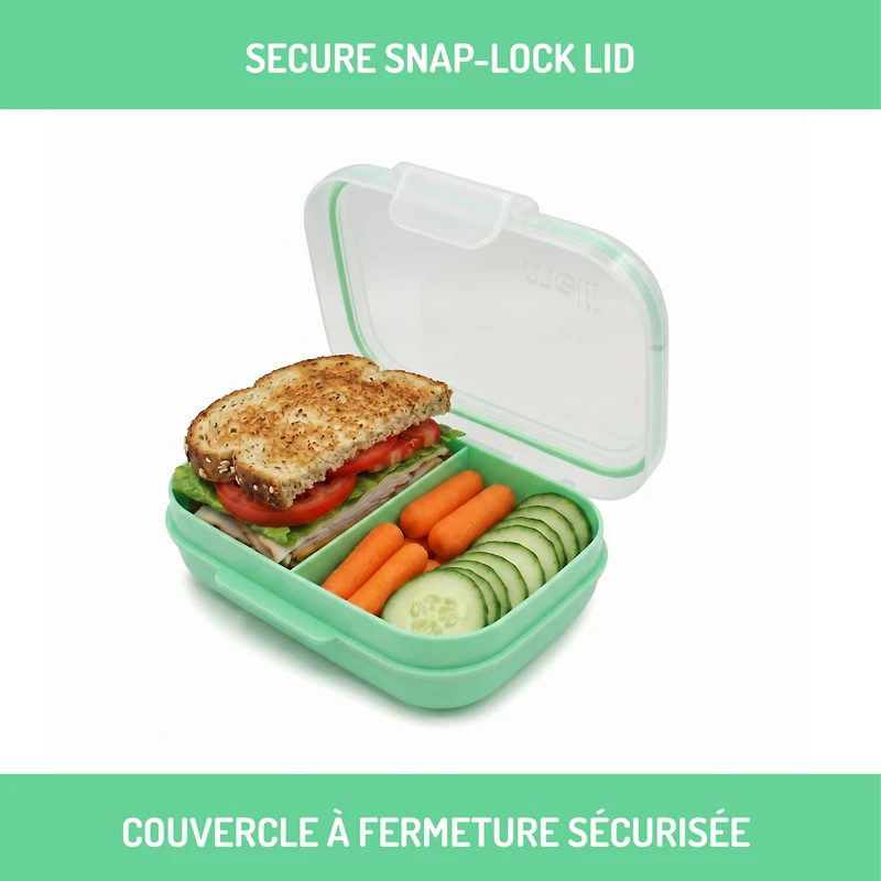 Melii Bento Mini Menthe avec Clip Transparent