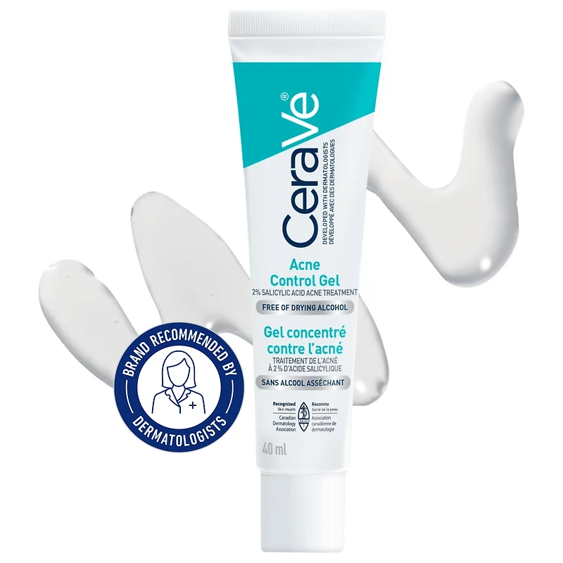 CeraVe Acne Control Gel, 2% Salicylic Acid Acne Treatment with AHA and Ceramides for Face, 40mL