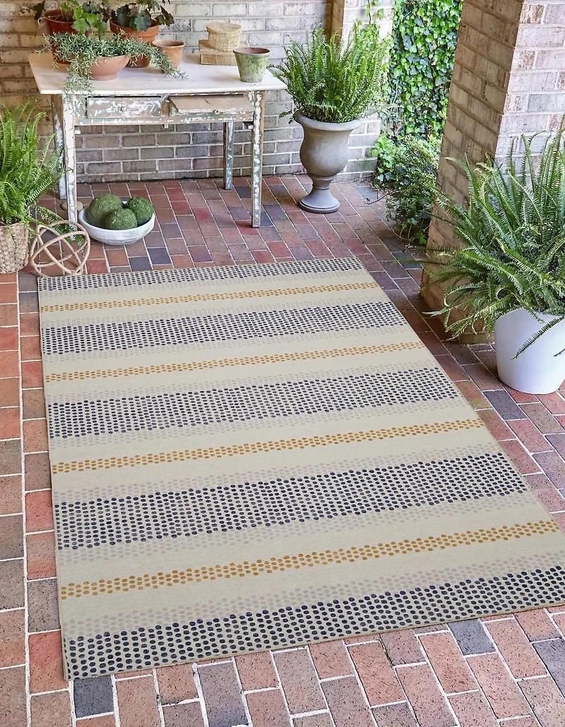 Outdoor Washable Delray Ivory & Blue 3' x 5' Accent Rug