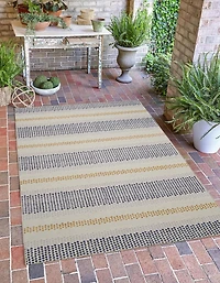Outdoor Washable Delray Ivory & Blue 3' x 5' Accent Rug