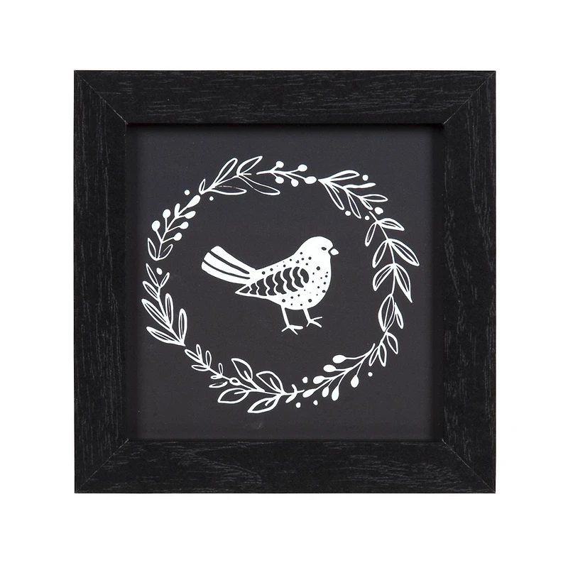 Bird in Wreath 6x6 Framed MDF Art