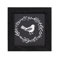 Bird in Wreath 6x6 Framed MDF Art