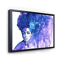 Designart Portrait bleu glorieux de femme afro-américaine ART MURAL À CADRE FLOTTÉ