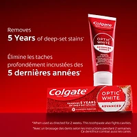 Dentifrice au fluorure Colgate Optic White Avancé Force de l'émail, 133 ml