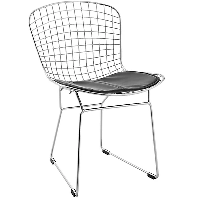 Chaise de salle à manger tissée métallique Take Me Home – Lot de 4 avec coussin noir et cadre chromé, design tissé élégant pour les salles à manger modernes et les espaces contemporains, durable