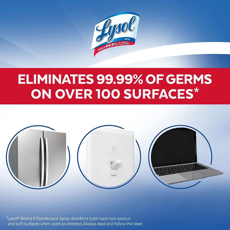 Lysol Disinfectant Spray, All in One, Spring Waterfall, Disinfect and Eliminate Odours on Hard Surfaces and Fabrics, Kills 99.99% of Viruses & Bacteria, 350 g
