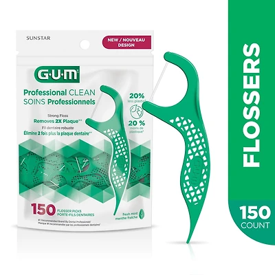 GUM® Porte-Fils Dentaires Soins Professionnels, Saveur de Menthe Fraîche 150 Unités
