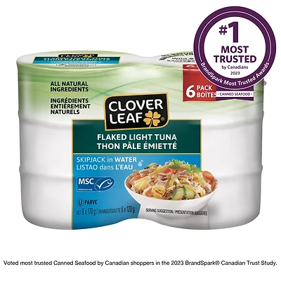 Clover LEAF® Flaked Light Tuna Skipjack in Water (6 Cans)
