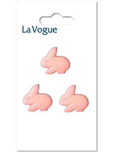 LA VOGUE Pink Rabbit Novelty Shank Button 15 mm (0.59 in)