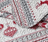 Marina Decoration Rich Printed Embossed Pinsonic Coverlet Bedspread Ultra Soft Bedding Summer Christmas Quilt Set with Shams, Xmas Deer Pattern