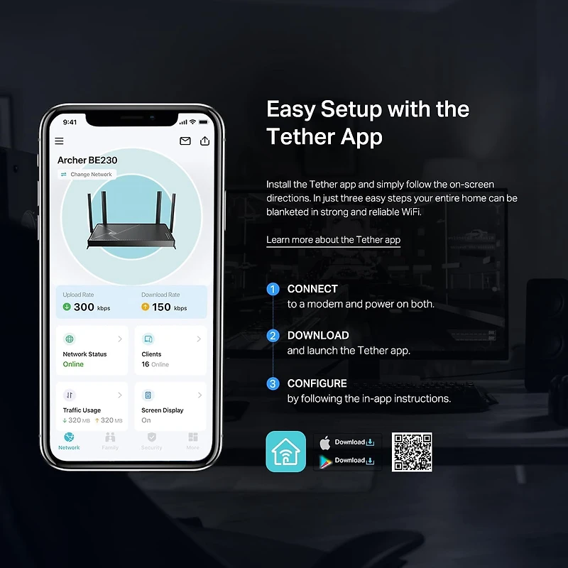 TP-Link Dual-Band BE3600 Wi-Fi 7 Router (Archer BE230) - 4-Stream 3.6 Gbps, 2×2.5G + 3×1G Ports, USB 3.0, 2.0 GHz Quad Core, 4 Antennas, VPN Clients & Server, EasyMesh, HomeShield, MLO, Private IOT