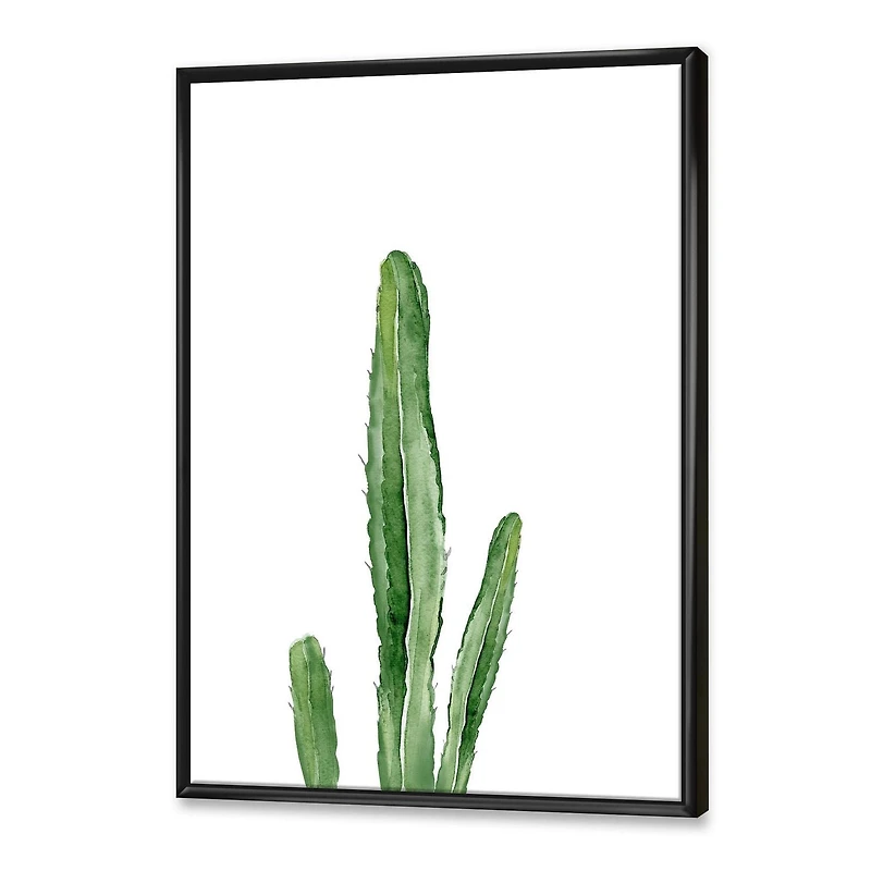 Designart Green Cactus South Western Plant Botanical Detail FLOAT FRAME WALL ART