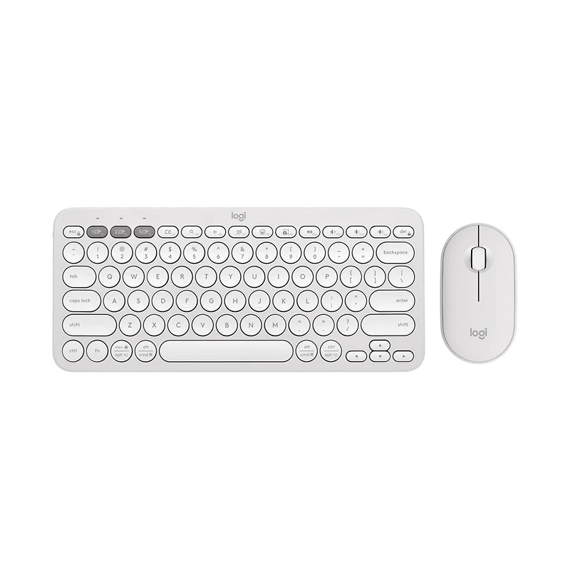 Logitech Pebble 2 Combo, Wireless Keyboard and Mouse, Quiet and Portable, Customizable - White