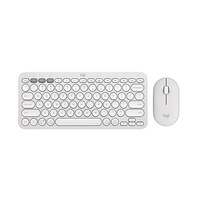 Logitech Pebble 2 Combo, Wireless Keyboard and Mouse, Quiet and Portable, Customizable - White