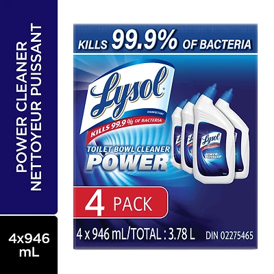 Nettoyant pour cuvette Lysol, Puissance, Nettoyage complet, Emballage familial, Pouvoir nettoyant 10x, 4 x 946 ml
