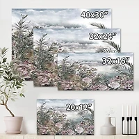 Designart Retro Flowers By The Sea Side Canvas Wall Art