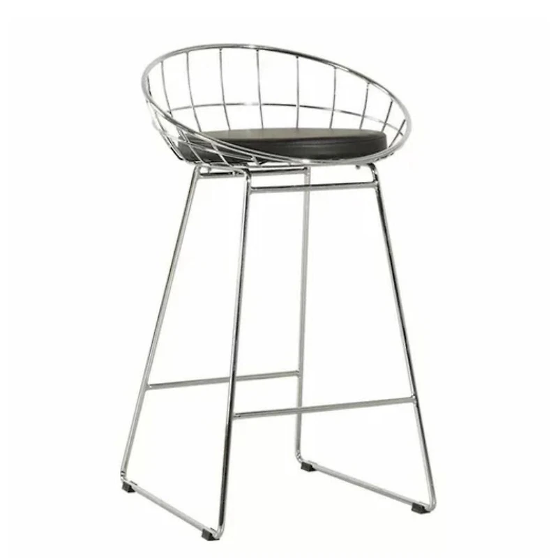 Roman Stool (26" H x 19.5" W x 21.5" D) Black - Chrome SET OF 2