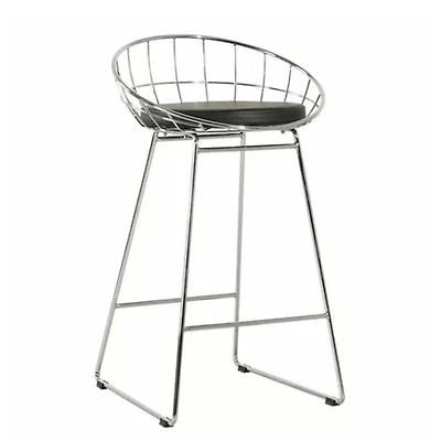 Roman Stool (26" H x 19.5" W x 21.5" D) Black - Chrome SET OF 2