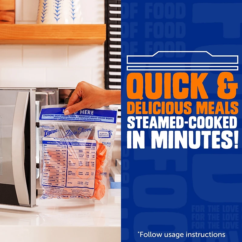 Ziploc® Zip n' Steam Food Steamer Bags, 10 Bags