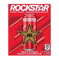 Rockstar Punched Fruit Punch Energy Drink 4 x 473 mL, Cans
