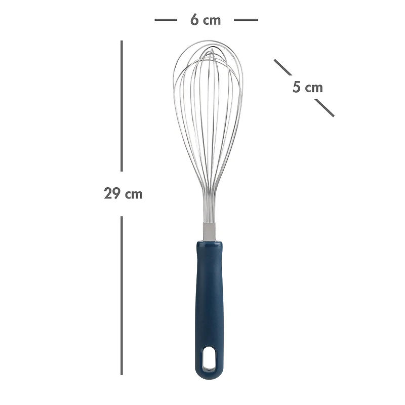 Mainstays 29cm Stainless Steel Balloon Whisk, 14-Wire Kitchen Tool, Navy