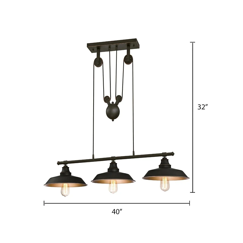 Westinghouse Iron Hill Three-Light Island Pulley Pendant