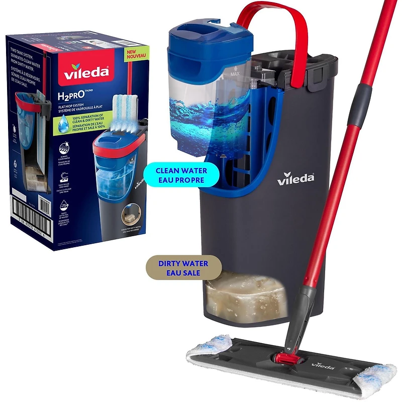 H2prO Flat Mop and Bucket System, Multi-Surface Floor Cleaning