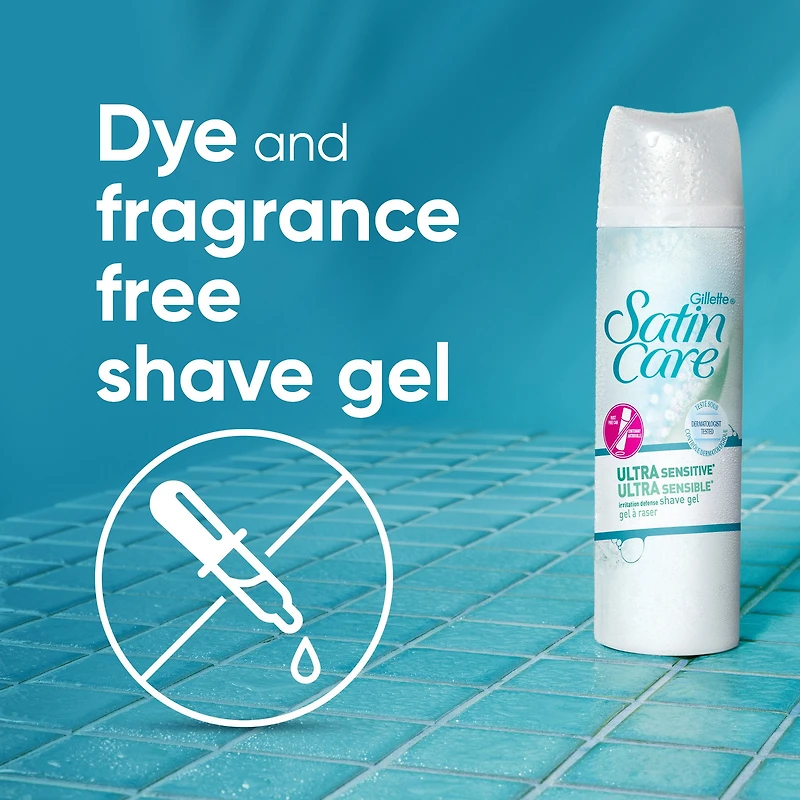 Gillette Venus Satin Care Ultra Sensitive Skin Shave Gel, Shaving Cream for Women, Fragrance Free