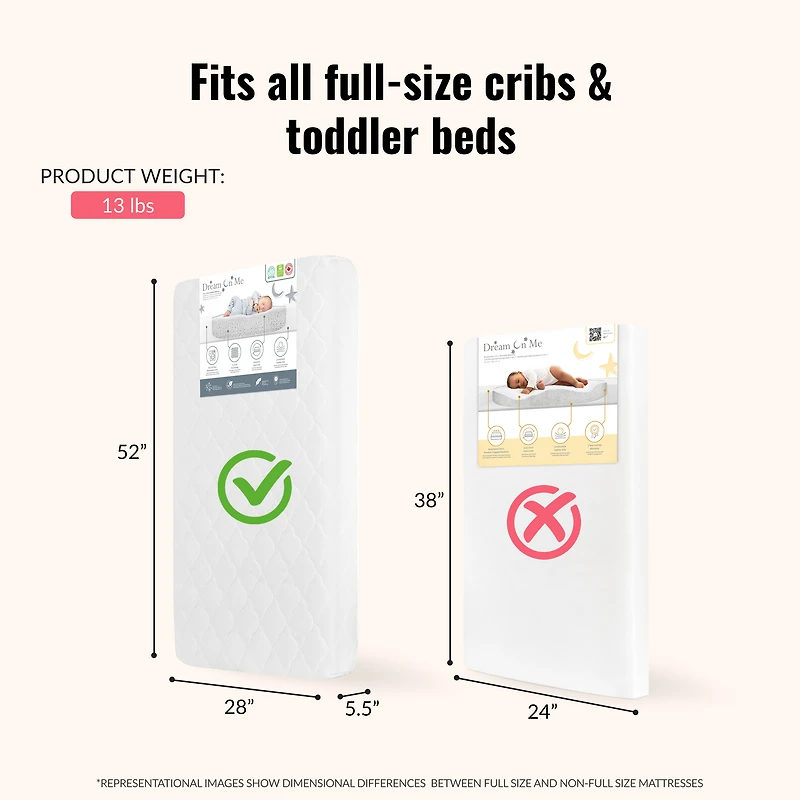 Dream On Me Safe Sleep Crib and Toddler Mattress