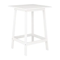 CorLiving Miramar Solid Wood Square Outdoor Slat Topped Pub Table, White
