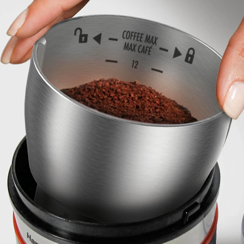 Hamilton Beach Moulin à café Custom Grind, 150 watts, bol de mouture amovible en acier inoxydable, noir, 80393RC