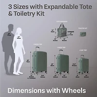 5 Piece Hardside Luggage Set: 28 Inch Spinner Suitcase, 24 Inch Rolling Luggage, 20" Carry-On Suitcase, Toiletry Kit & Expandable Tote Bag