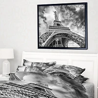 Design Art Black And White View of Paris Paris Eiffel Tower Framed Canvas Art Print