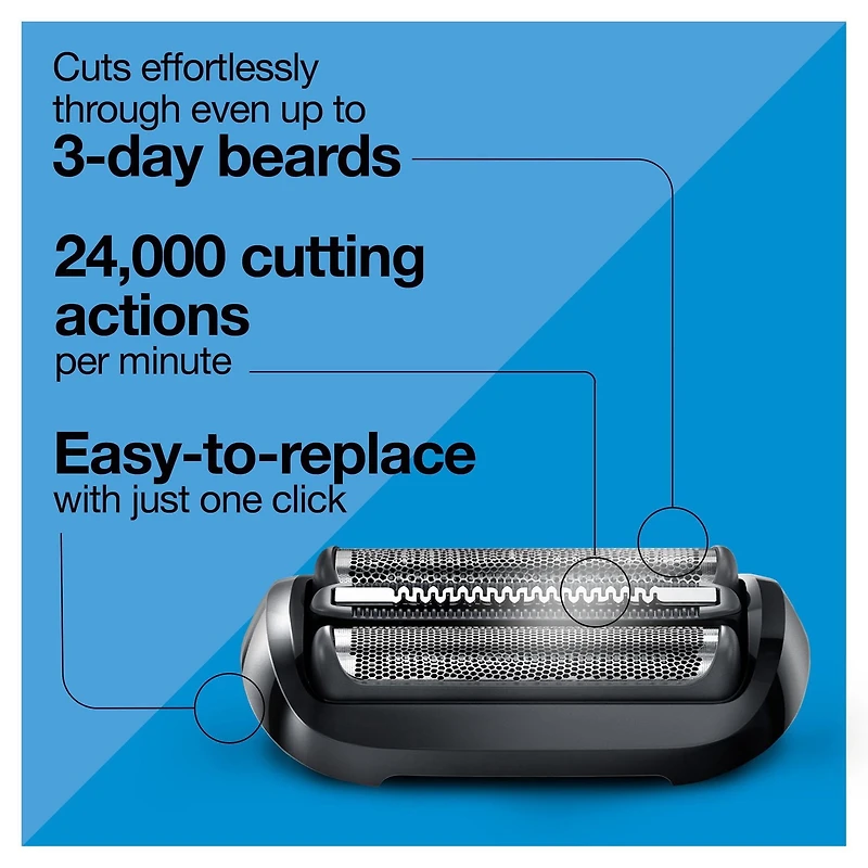 Braun Series 5 Electric Shaver Replacement Head, Easily Attach Your Shaver Head for a shave as efficient as day one, Compatible with next Generation Series 5 Shavers, 54B, Black