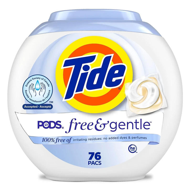 Tide Capsules Pur & Doux Détergent à Lessive Pacs de Savon, Tide Capsules Détergent à Lessive, Pacs de Détergent à Lessive, Détergent à Lessive en Capsules, 76 Unités