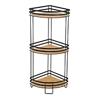 Era Reina Bamboo Three Tier Bath Tower, Black and Bamboo 13.25x27.50in