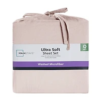 Mainstays Washed Ultra Soft Microfiber Bed Sheet Set, Twin-XL, Pink Blush, 3 Piece
