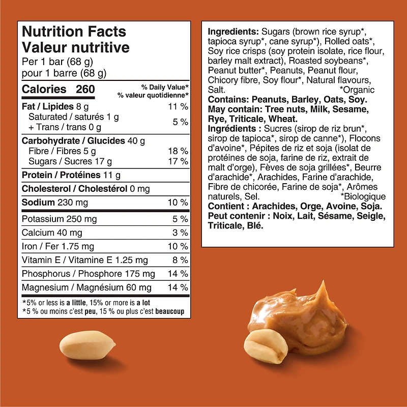 CLIF BAR Energy Bars, Crunchy Peanut Butter, Granola Bar, High in Protein, Contains 70% Organic Ingredients Box of 10 Bars