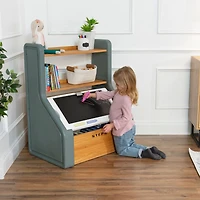 Step2 Harmony Toy Storage Box with Chalkboard Lid, Kids Toy Organizer for Toddlers and Kids, Ages 2+, Sage Gray
