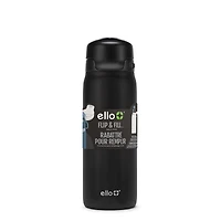 Bouteille d'eau Ello 18 oz Flip & Fill en acier inoxydable noir