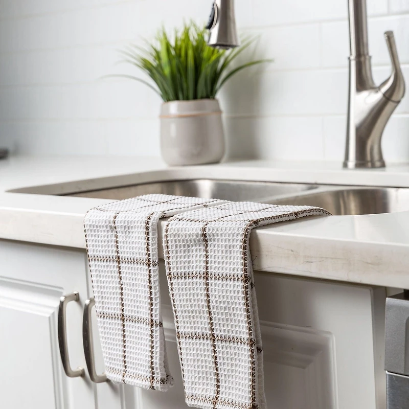 FabStyles Solo Waffle Dish Towels, Set of 4, Ring-Spun Cotton, Machine Washable, Long-Lasting Dish Cloths, Dish Towels